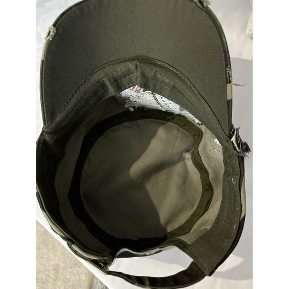 Leader LOGA Camo Hat Adjustable Distressed Rhinestone Football Brim Cotton Cap - Picture 5 of 5